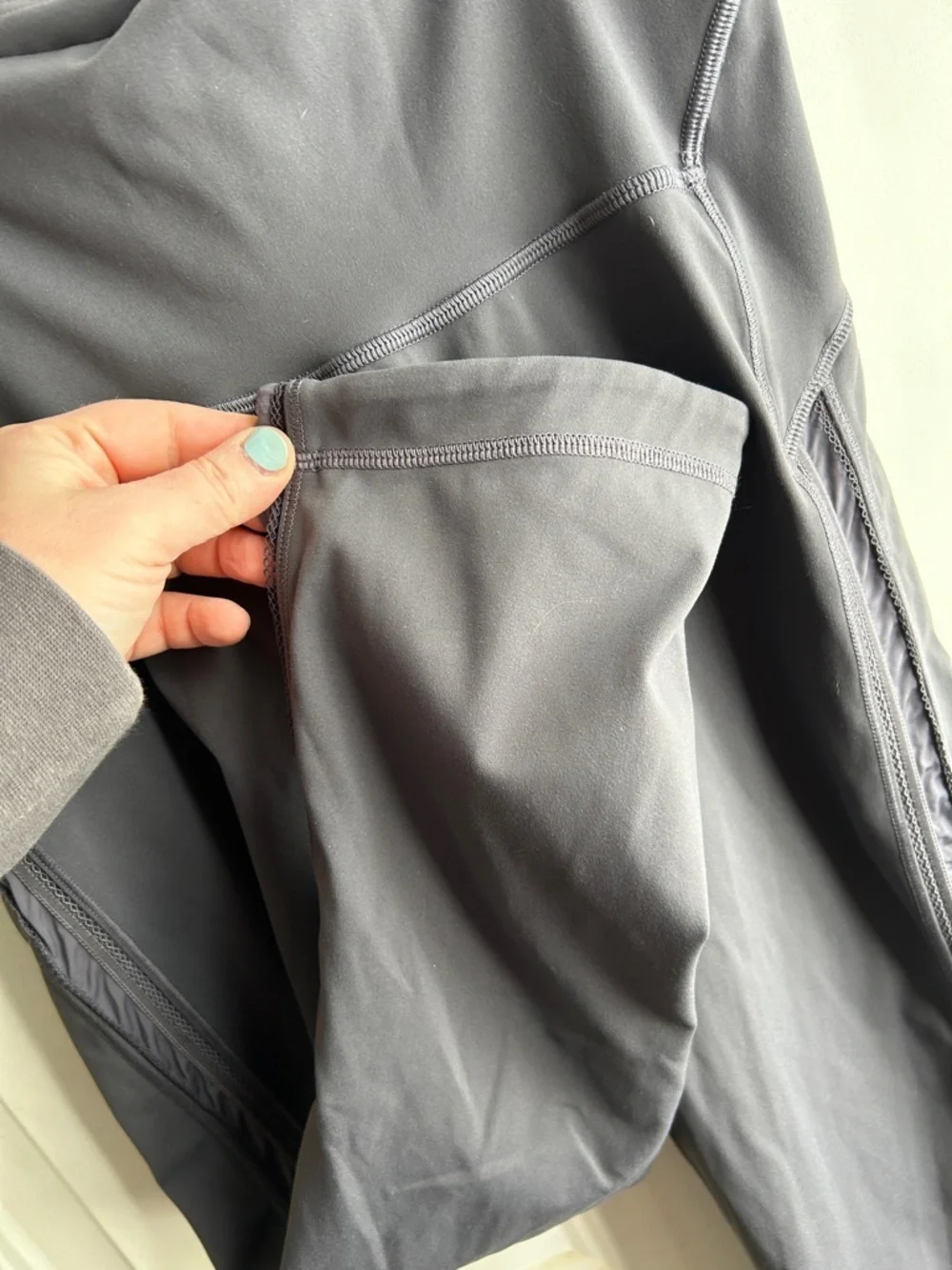 Lululemon Mesh Panel Crop Leggings Size 10 Gray Purple Athleisure Yoga Gym